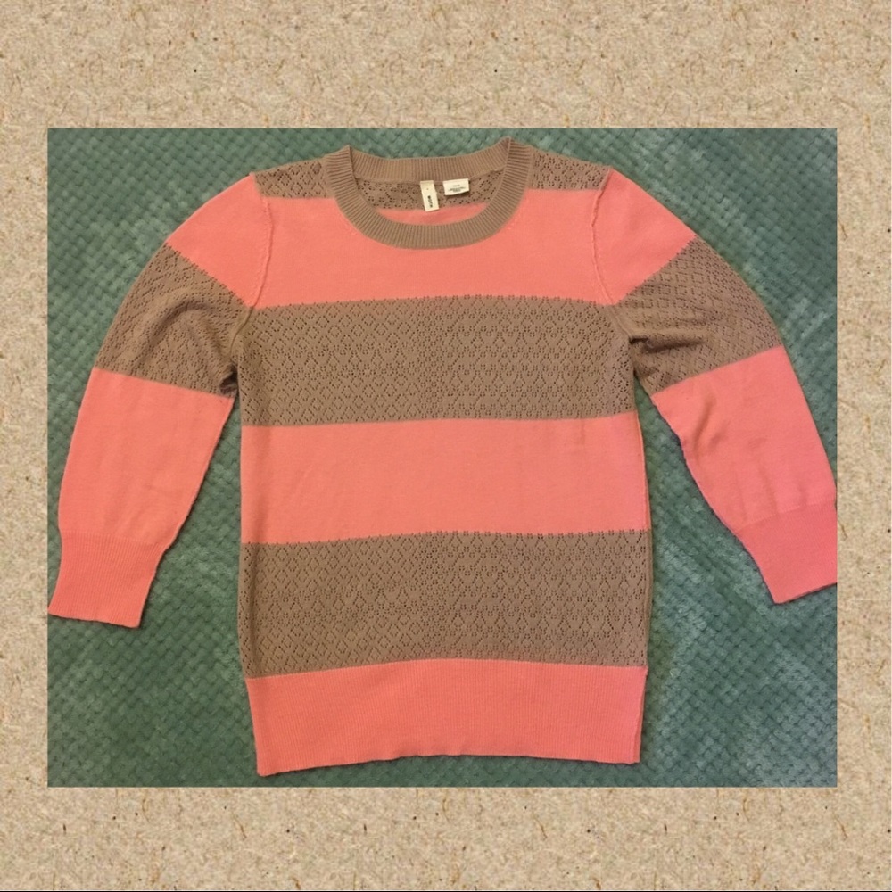 MOTH 🍑 Peach/Taupe Knitted Pullover Sweater